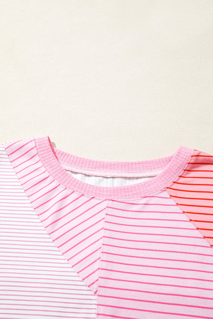 Stripe Colorblock Reverse Seam Long Sleeve Top