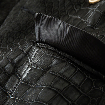 Crocodile Leather Slim-fit Jacket