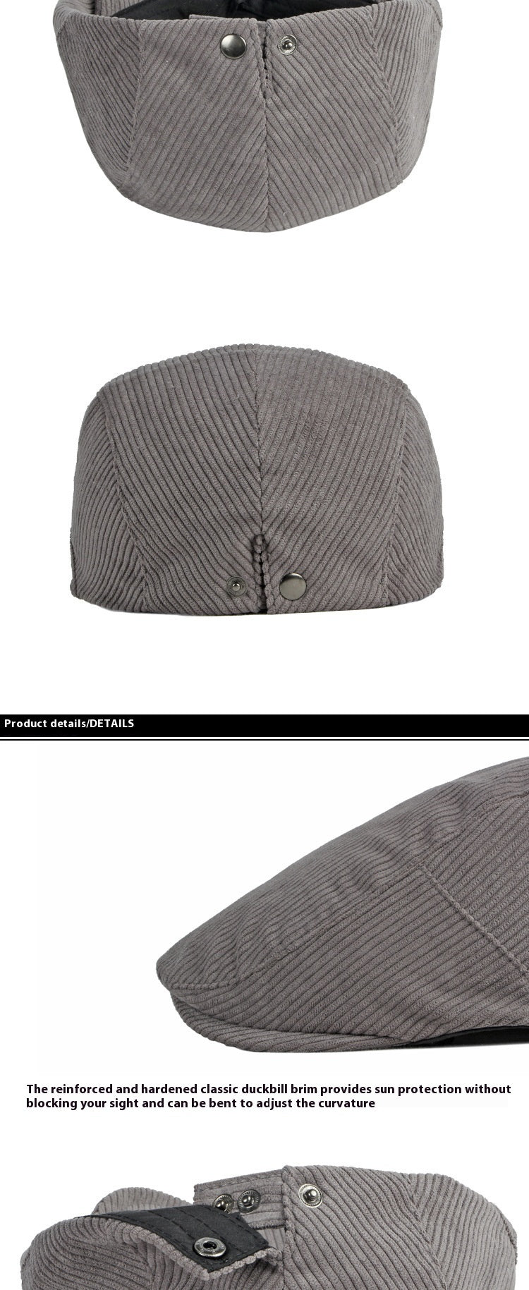 Corduroy British Retro Forward Beret Children