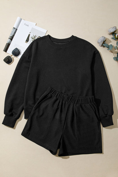 Ribbed Knit Top and Shorts Set