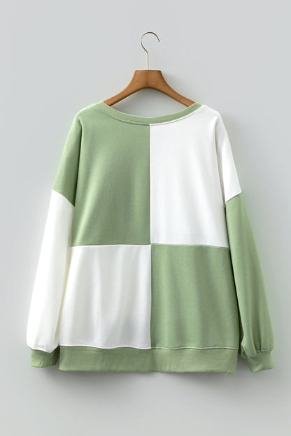 Colorblock Crewneck Henley Sweatshirt