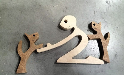 DIY Wooden Dog Figurine Sculpture Home Decor