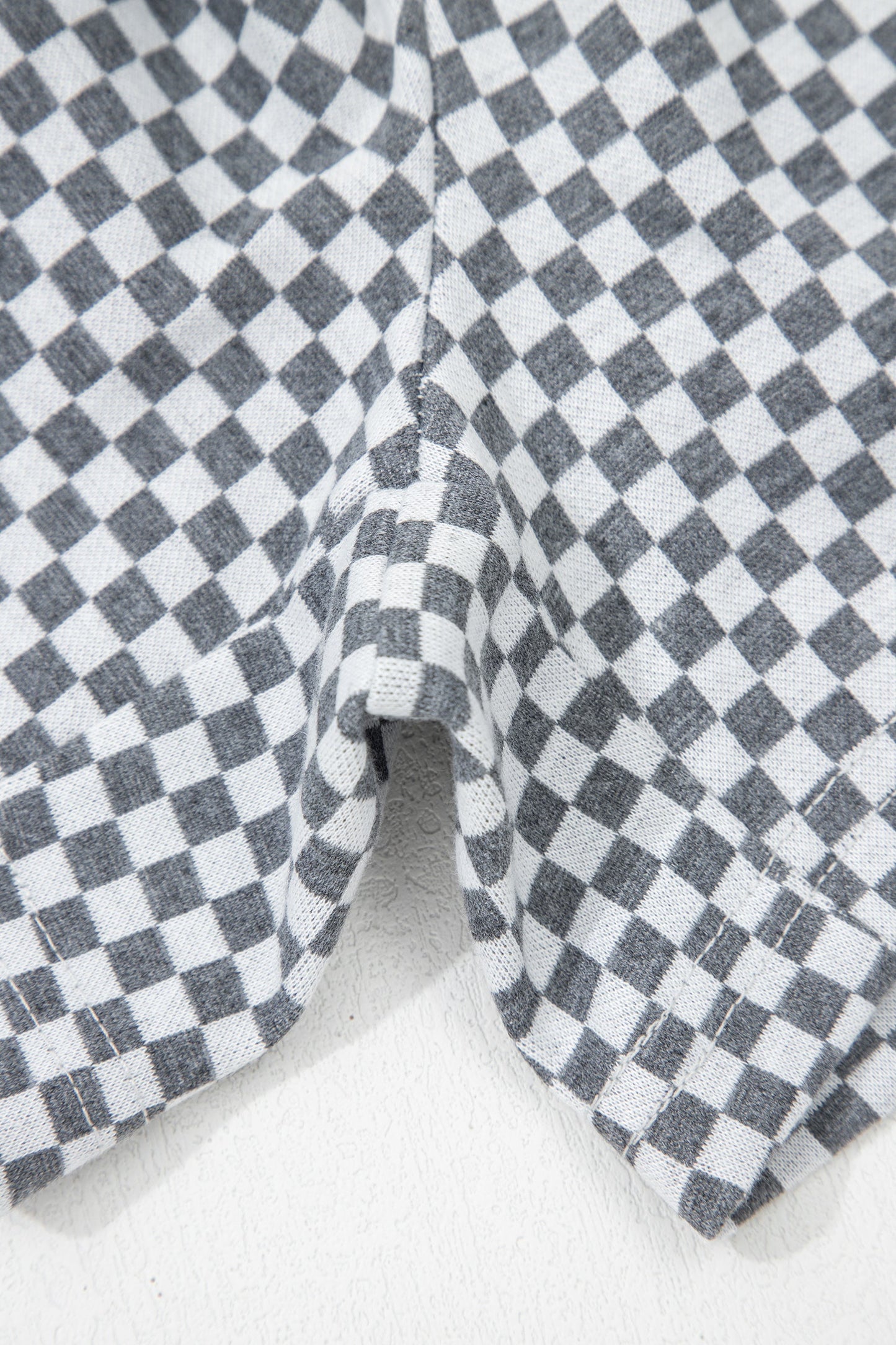 Checkerboard Drawstring Elastic Waist Pocket Shorts