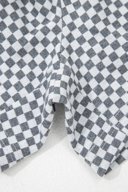 Checkerboard Drawstring Elastic Waist Pocket Shorts