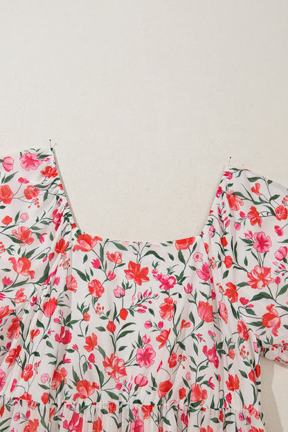 Plus Size Floral Square Neck Maxi Dress