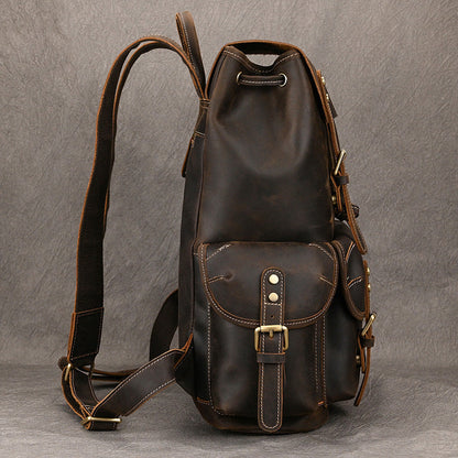 Crazy Horse Leather Outdoor Backpack