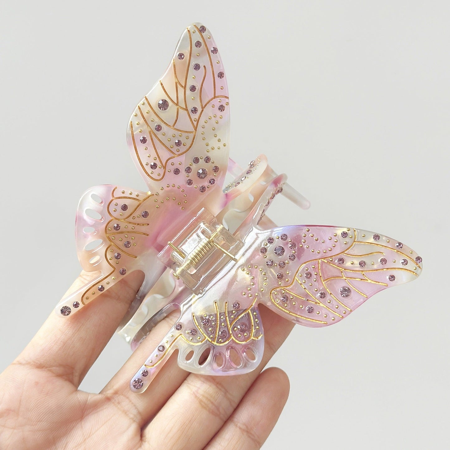 Light Luxury Glass Butterfly Hair Claw