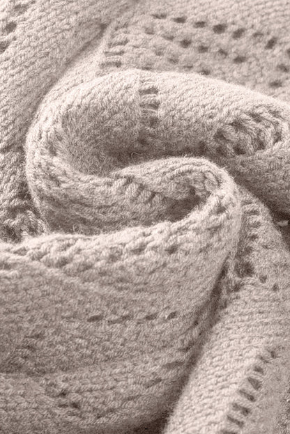 Solid Openwork Knit Button-Up Cardigan