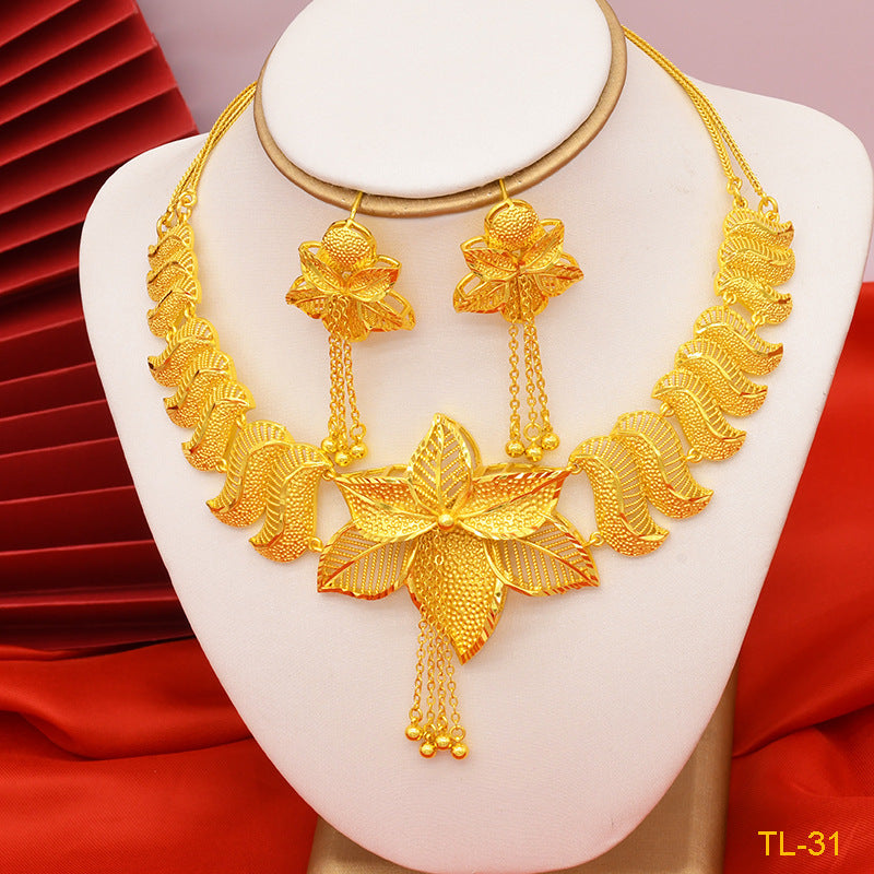 Gold Flower Jewelry Set