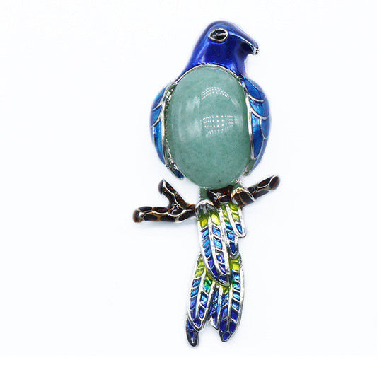 Gemstone Inlaid Brooch Pendant