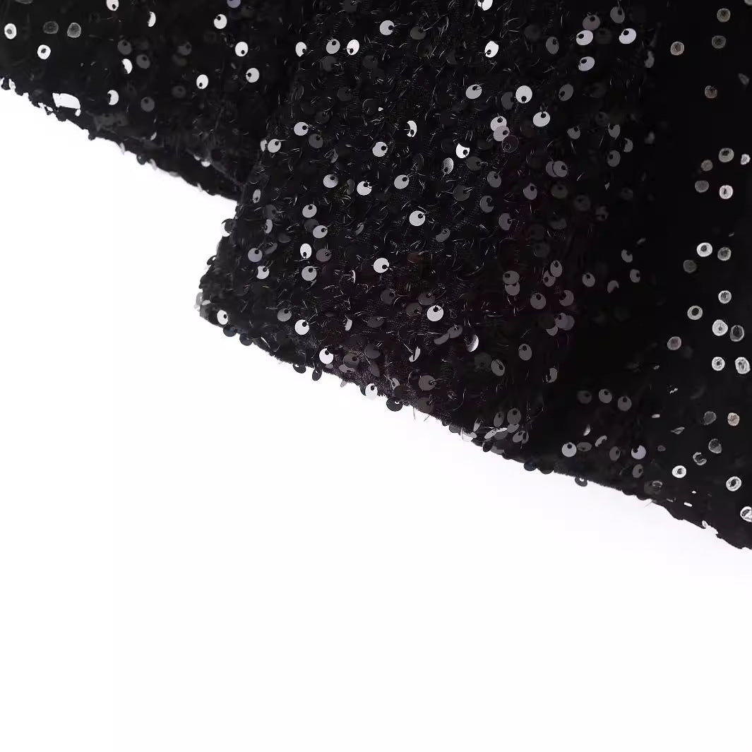 European And American Stitching Neckline Women's Casual Sequin Suit Women's Jacket
