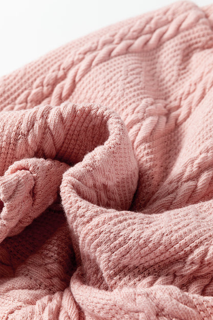 V-Neck Cable Knit Cardigan and Shorts Set