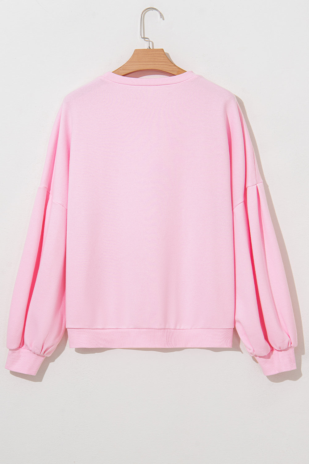 Valentine Bow Embroidered Lantern Sleeve Sweatshirt