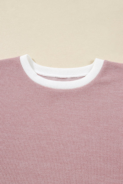 Plus Size Contrast Trim Drop Shoulder Top