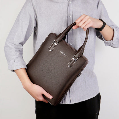 Men's Double Pull Leather Business Bag