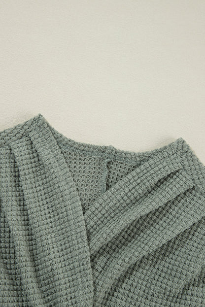 Waffle Knit Open Front Cardigan