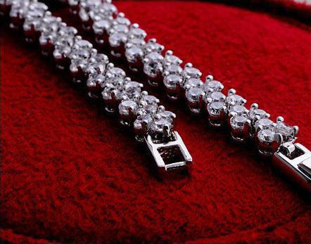 White Gold Plated Multi-Diamond Bracelet