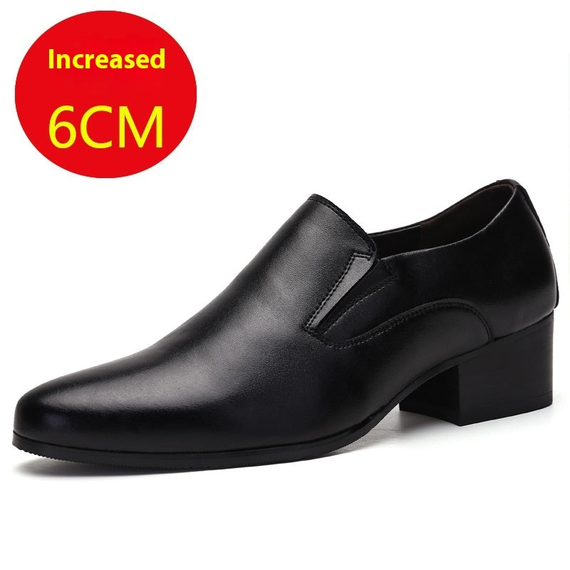Men's High Heel Elevator Leather Shoes