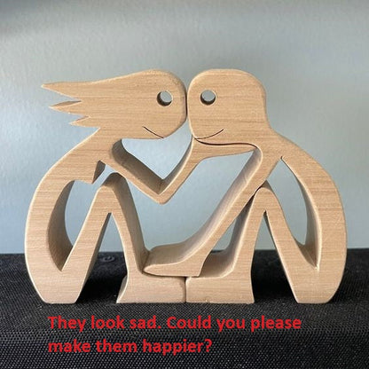 DIY Wooden Dog Figurine Sculpture Home Decor