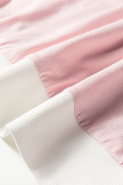 Stripe Contrast Trim Patchwork Top