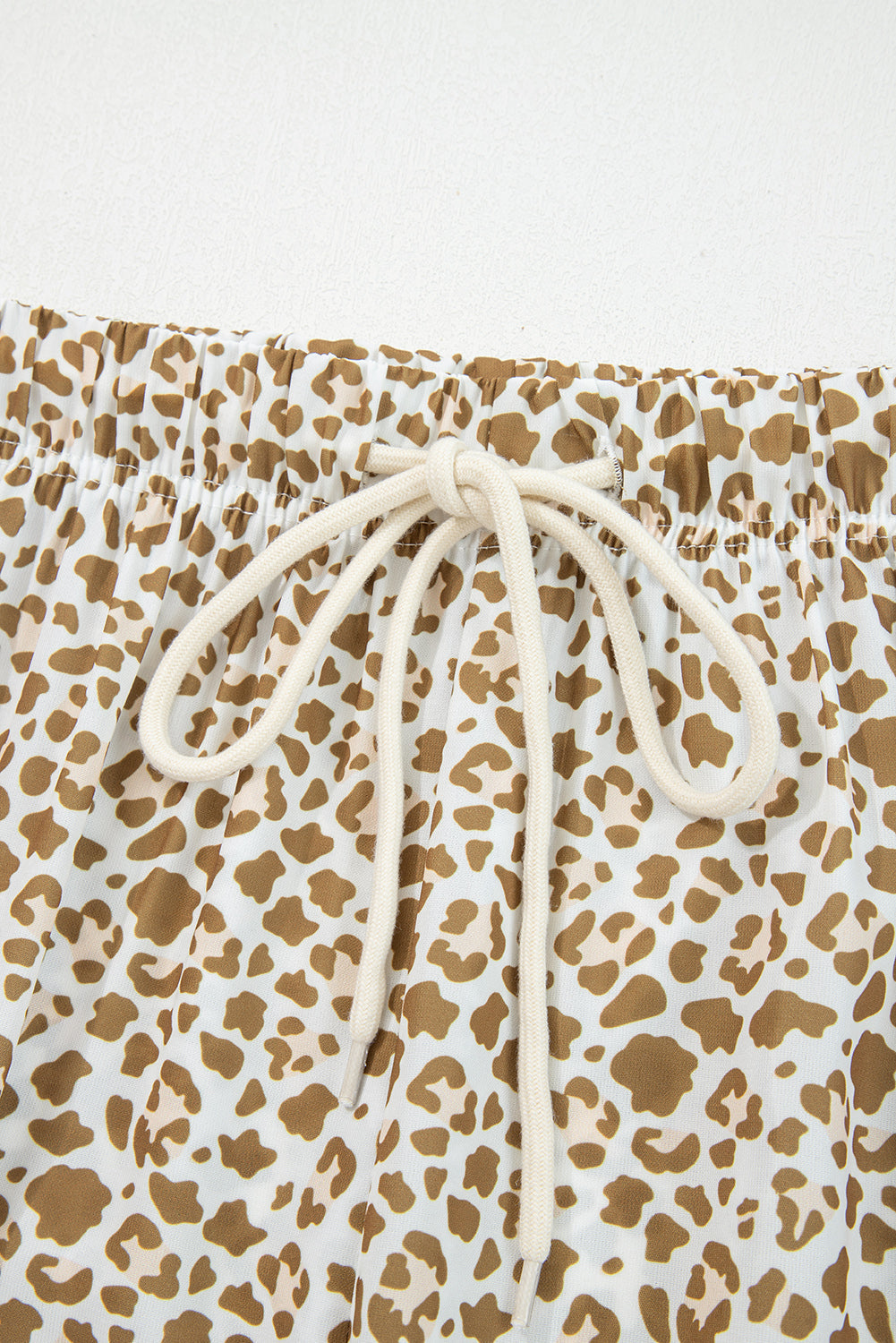Leopard Drawstring Elastic Waistband Loose Pants