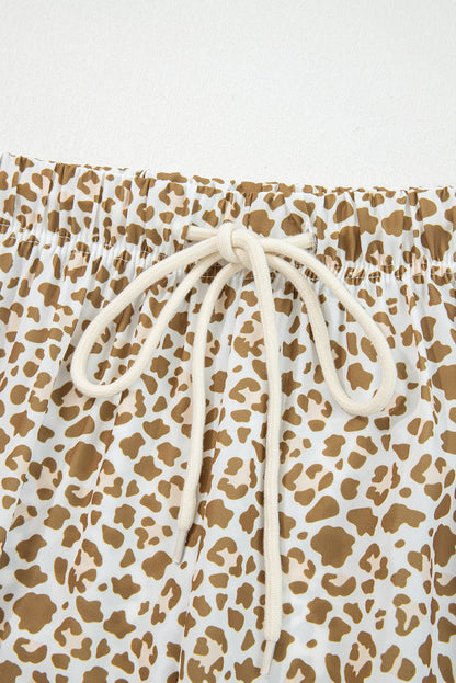 Leopard Drawstring Elastic Waistband Loose Pants