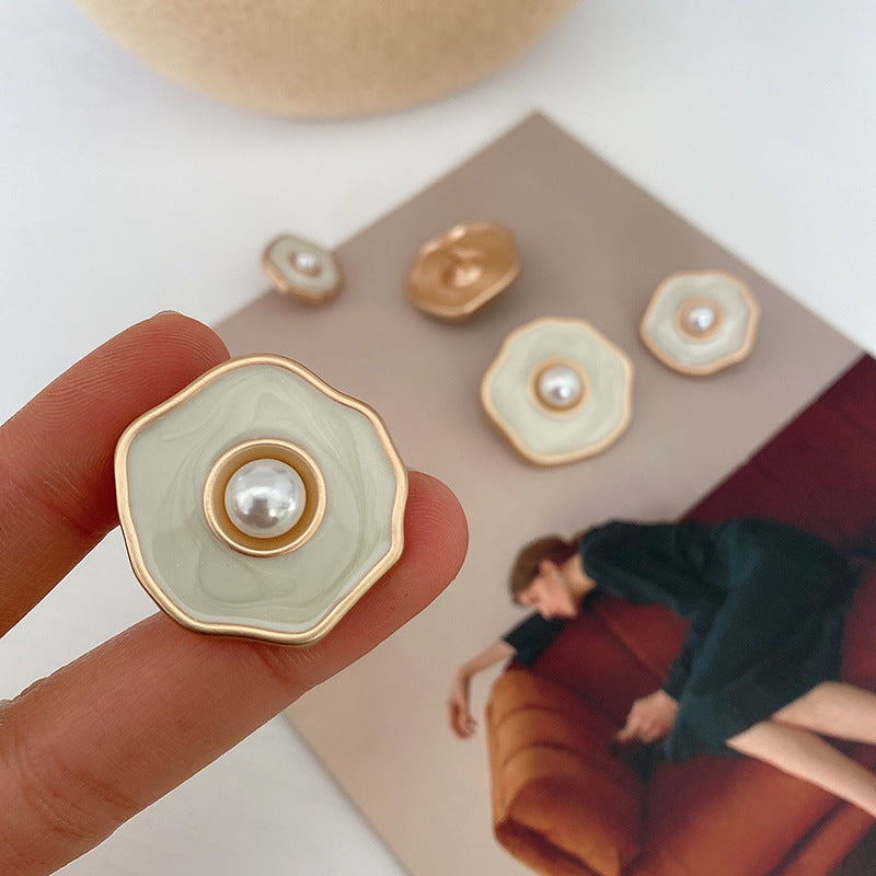 Pearl Cream Tweed Jacket Metal Button