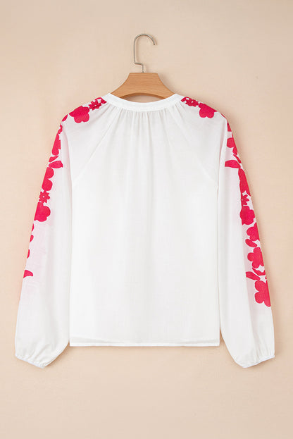 Floral Embroidered Puff Long Sleeve Shirt