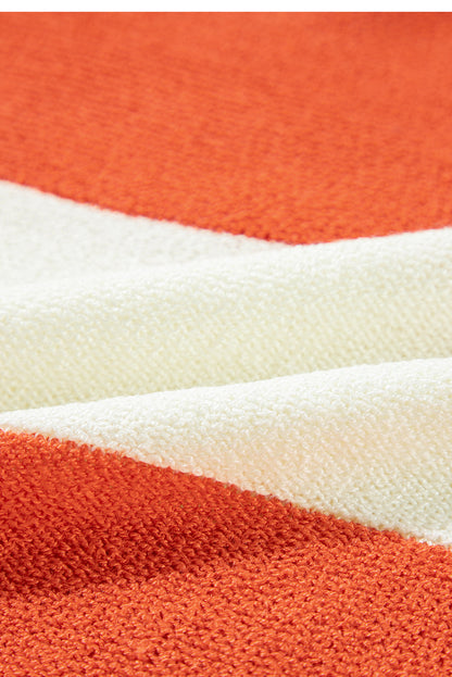 Colorblock Stripe Drop Shoulder Bubble Sleeve Sweater