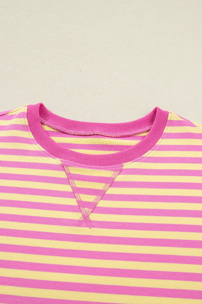 Stripe Drop Shoulder Top & Terry Shorts