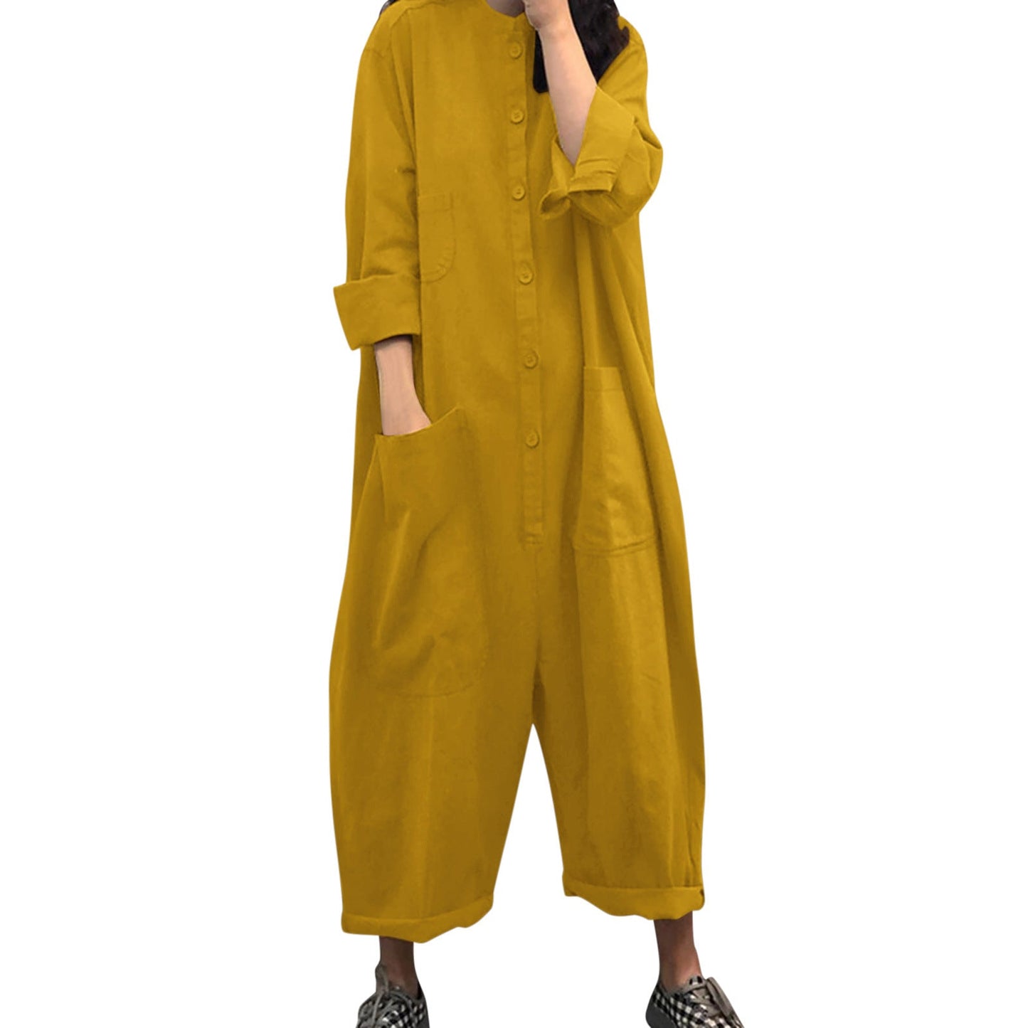 Plus Size Women's Jumpsuit With Multiple Pockets