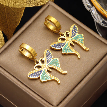 Colorful Butterfly Diamond Ear Hanging