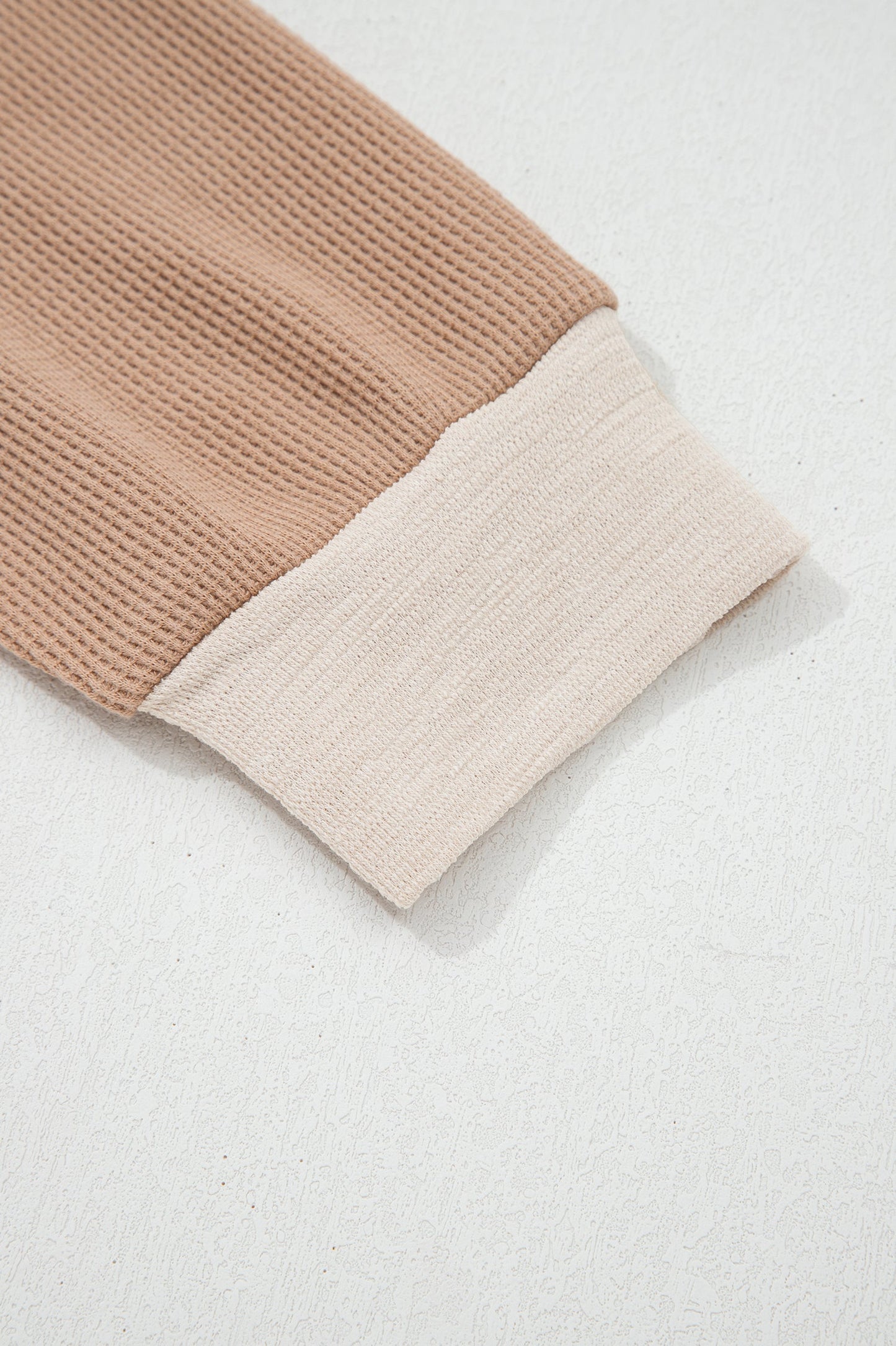 Plus Size Mix Texture Colorblock V-Neck Top