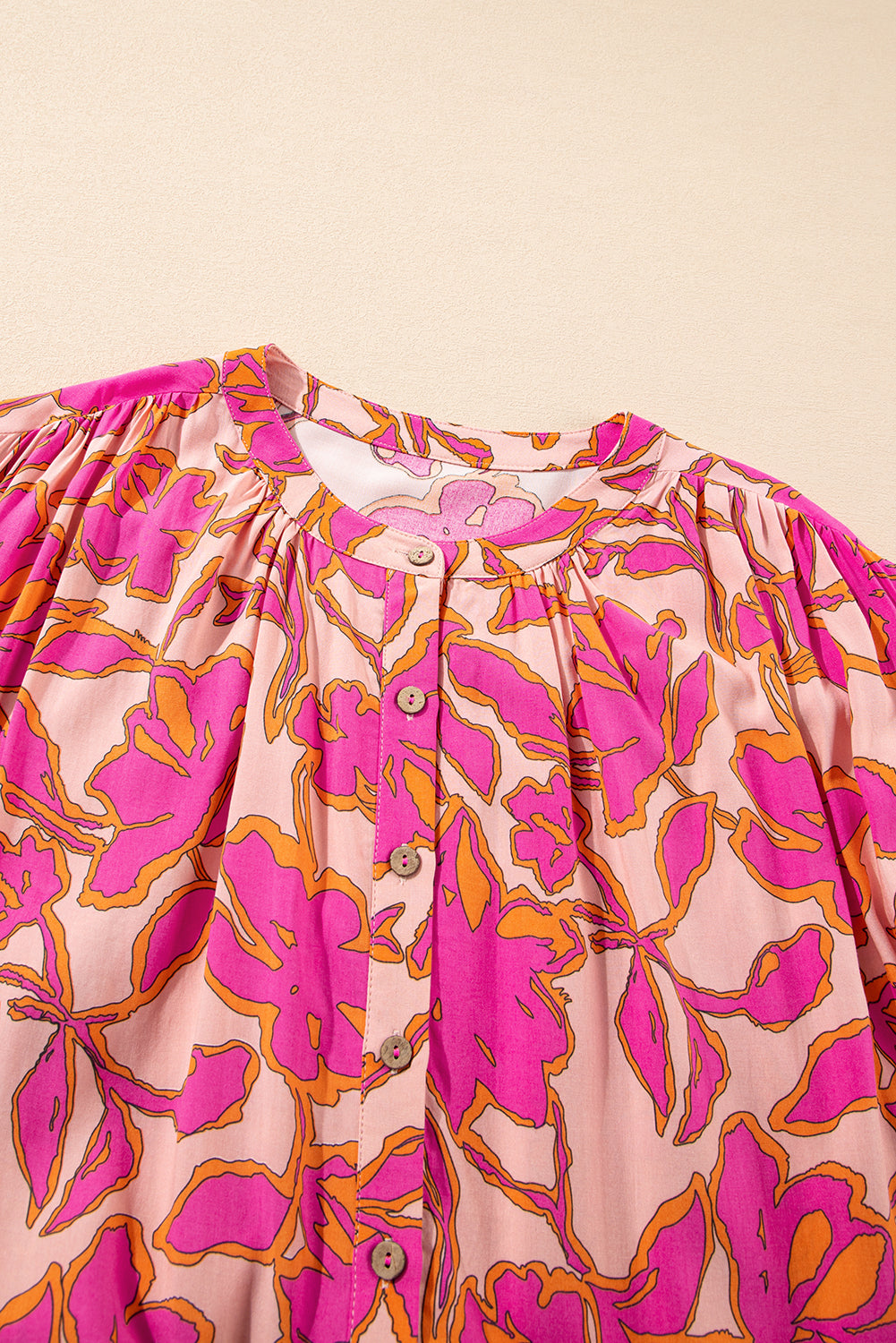 Floral Batwing Sleeve Button-Up Shirt