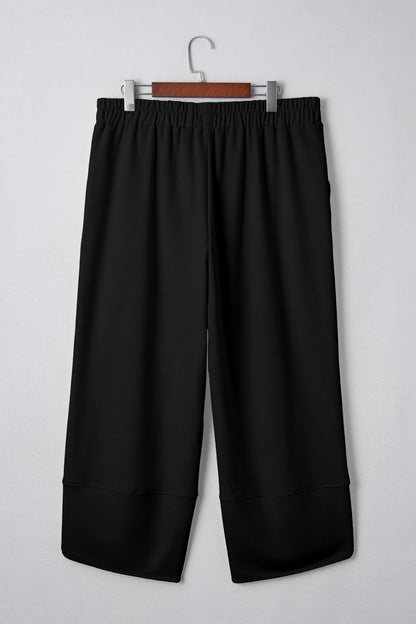 Plus Size Elastic Waist Asymmetrical Hem Capris