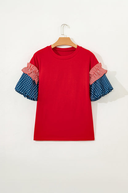 Star Stripe Short Puff Sleeve Top