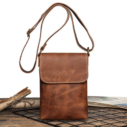 Crazy Horse Leather Crossbody Shoulder Bag