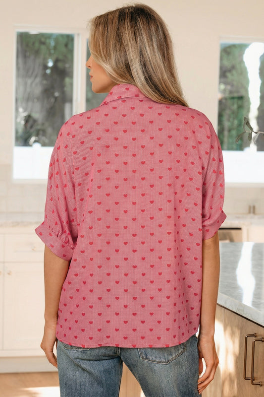 Valentine Heart Shape Loose Half Sleeve Shirt