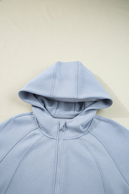 Solid Half-Zip Hoodie and Pants Set