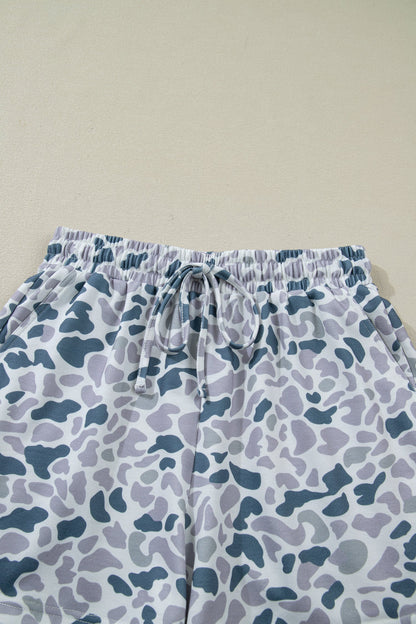Abstract Polo Collar T-Shirt & Shorts Set