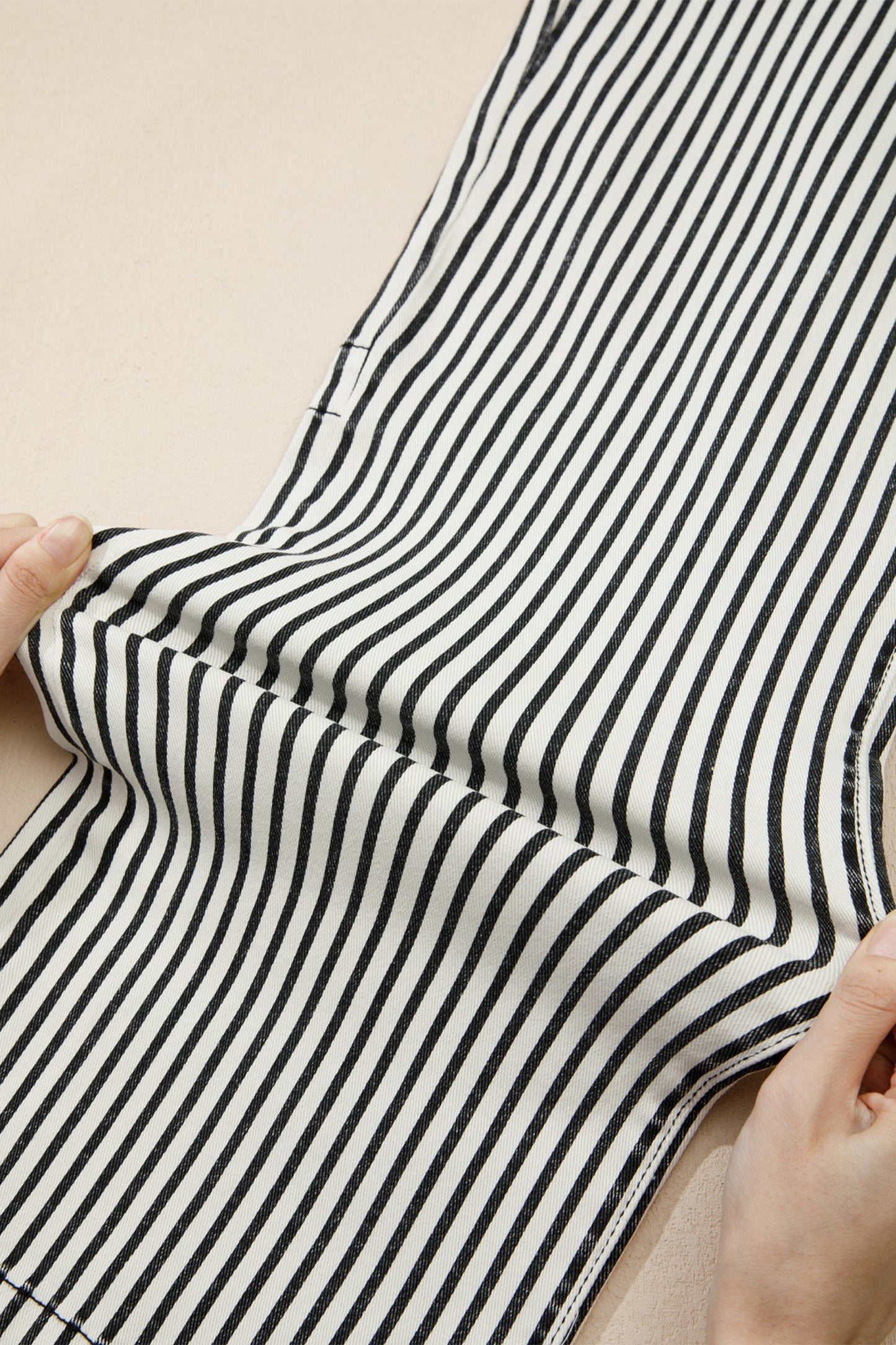 High Waist Stripe Patch Pocket Denim Jeans