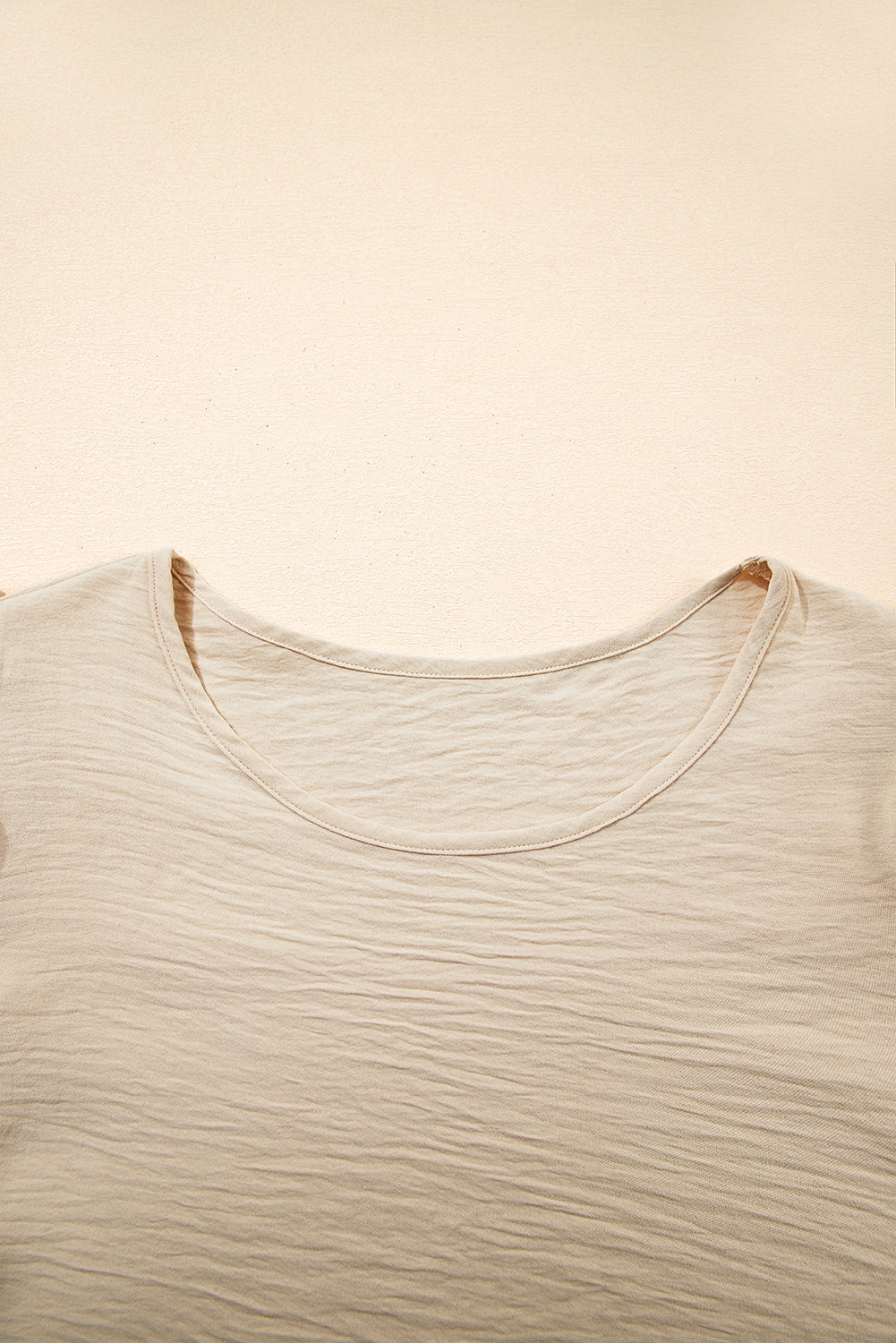 Solid Ruffle Short Sleeve Casual Blouse