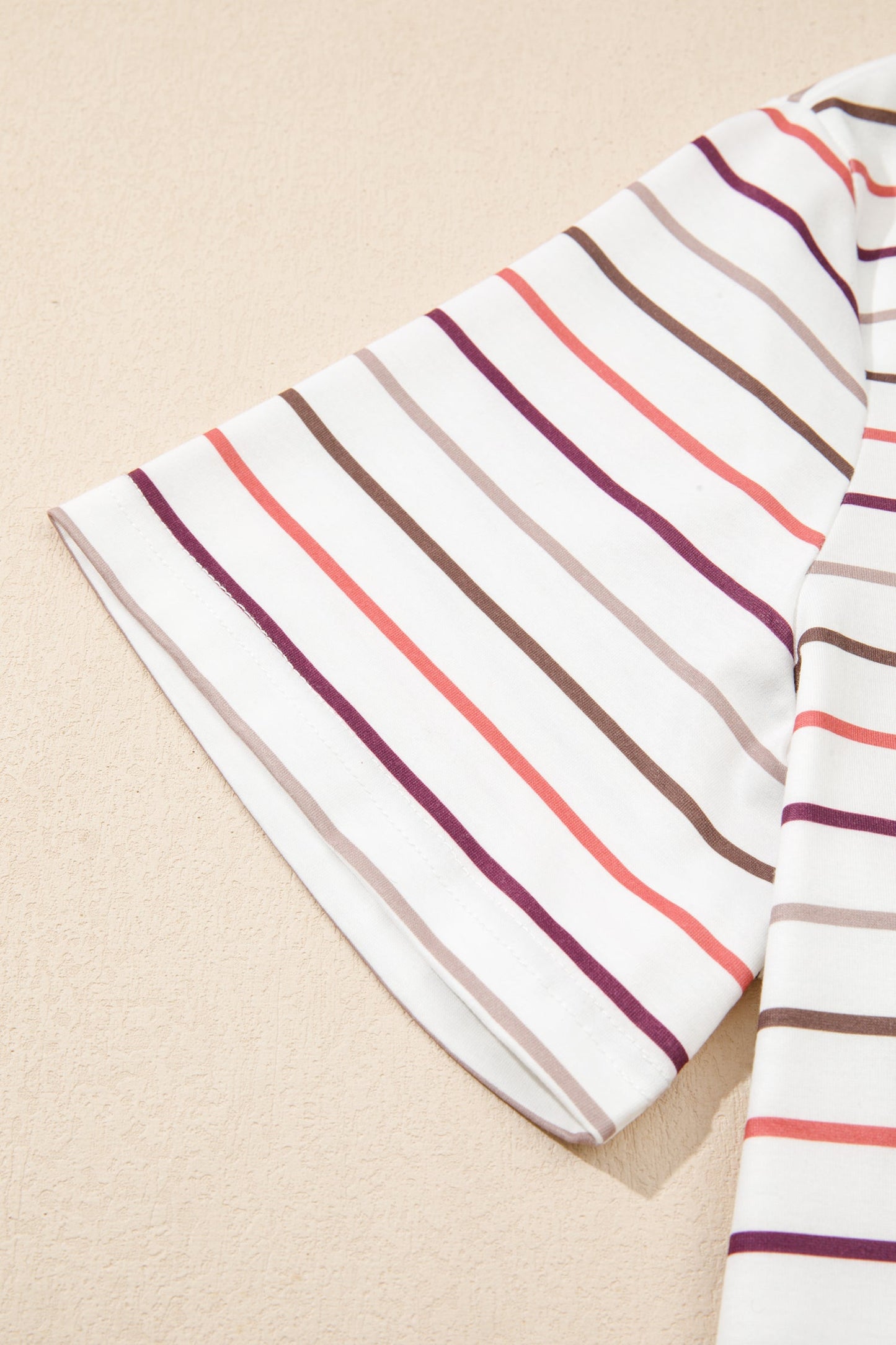 Plus Size Stripe V-Neck Casual Tee