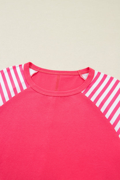 Valentine Heart Stripe Patchwork Long Sleeve Top