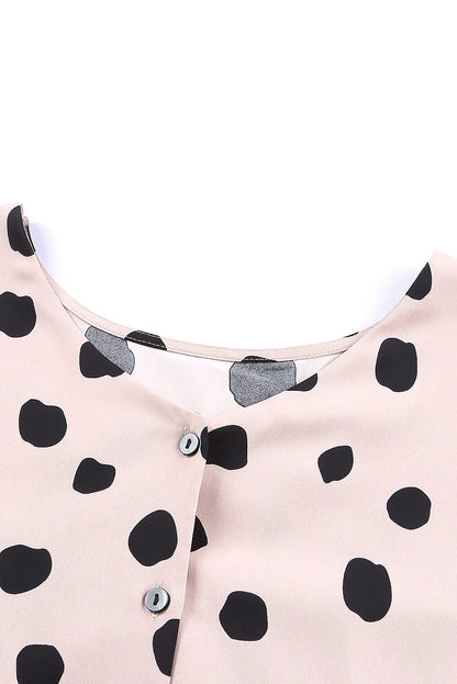 Button Frill Cuff Oversize Puff Sleeve Blouse