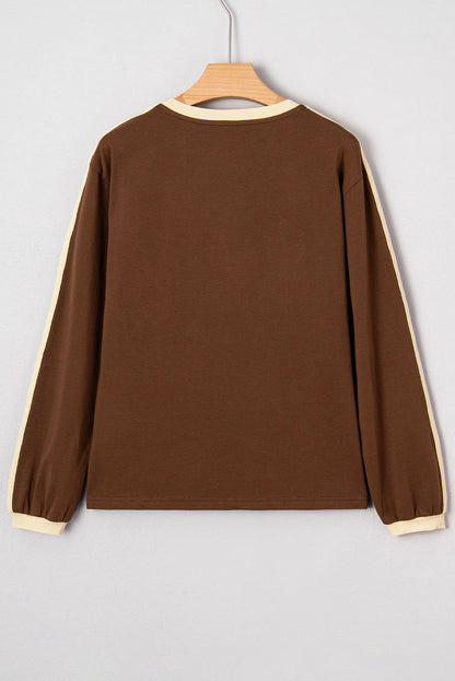 Varsity Stripe Crew Neck Long Sleeve Top