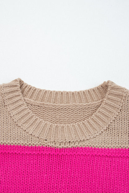 Plus Size Stripe Colorblock Drop Shoulder Sweater