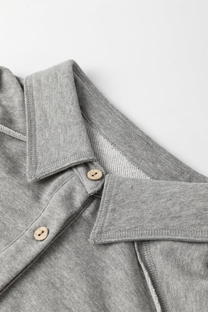 Waffle Knit Patchwork Reverse Seam Button-Up Shacket