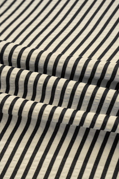 Stripe V-Neck Zip Front Midi Dress