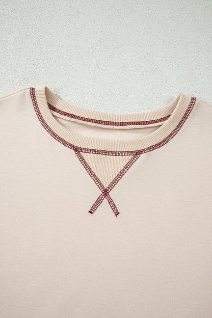 Stripe Sleeve Patchwork Casual Knit Top